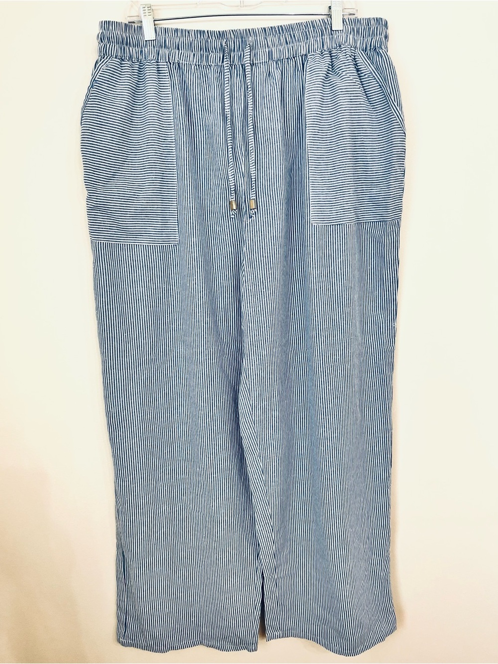 Cotton Club Collection Striped Blue Drawstring Pants Lightweight Women’s 2X -NWT